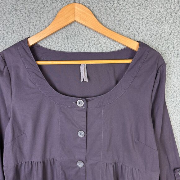 Old Navy Women's Dark Purple Button Front Babydoll Top 3/4 Sleeve Size L - Picture 4 of 10